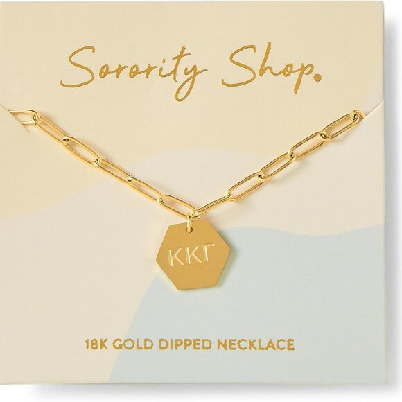Kappa Kappa Gamma Gold Plated Paperclip Necklace 18 Inch Sorority Gift Women - Picture 2 of 9